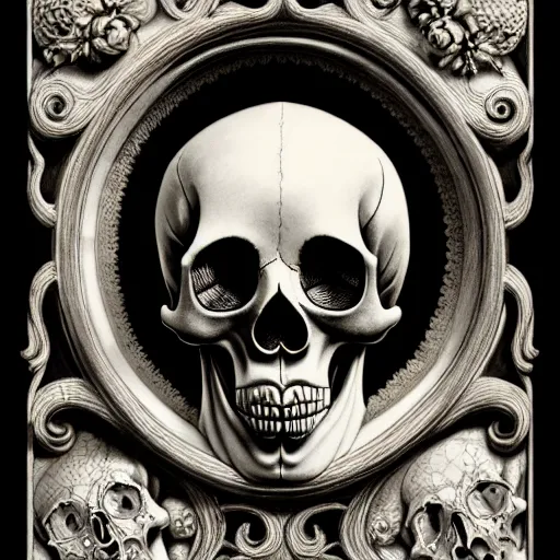 Image similar to ornate antique porcelain beautiful skull mask memento mori by arthur rackham, art forms of nature by ernst haeckel, ultrasharp, photorealistic, hyperdetailed, octane render, polished, art nouveau, gothic, intricate ornamental organic filigree, art nouveau botanicals, art forms of nature by ernst haeckel, horizontal symmetry, symbolist, visionary