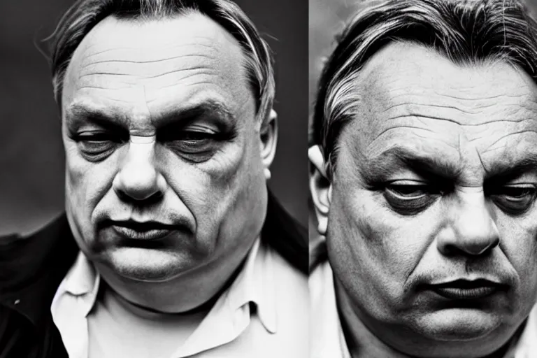 Image similar to fat viktor orban by peter lindbergh