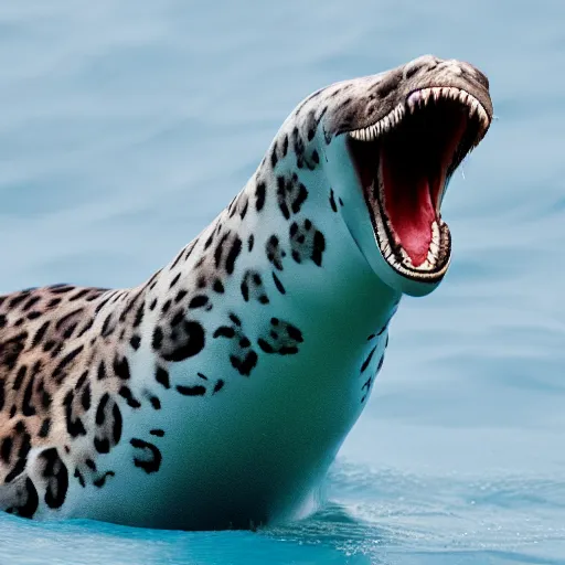 Image similar to photo of a hybrid between a leopard seal and a velociraptor