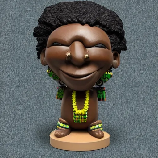 Image similar to burna boy as a tribal chief figurine, detailed product photo,