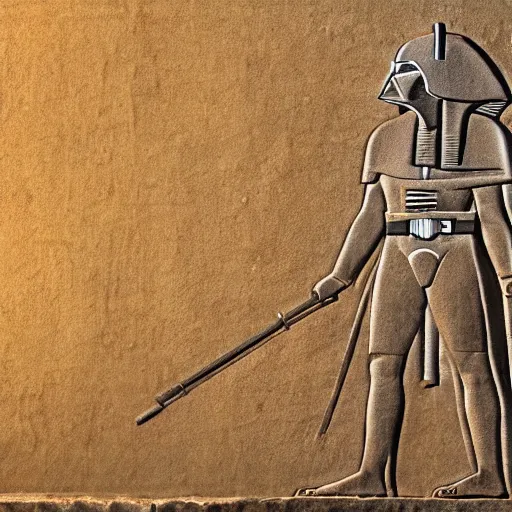 Image similar to darth vader, ancient egyptian art, high quality, high resolution