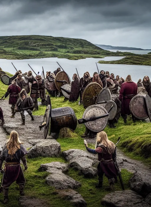 Image similar to photo of vikings battlefield, the vikings, 8 k