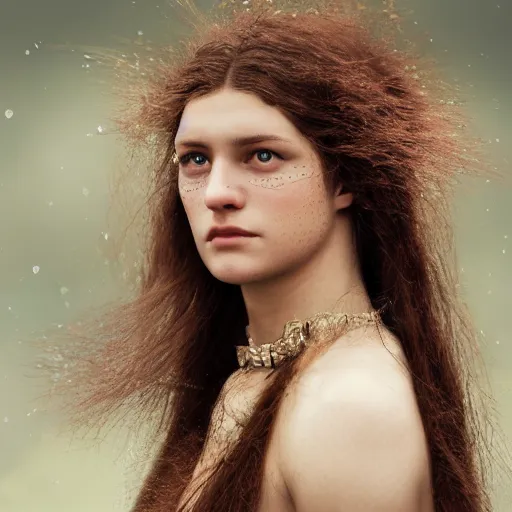 Prompt: photo portrait of a beautiful pagan scandanavian female, depth of field, zeiss lens, detailed, symmetrical, centered, by edward robert hughes, connor hibbs, annie leibovitz and steve mccurry, david lazar, jimmy nelsson, breathtaking, 8 k resolution, extremely detailed, beautiful, establishing shot, artistic, hyperrealistic, beautiful face, octane render