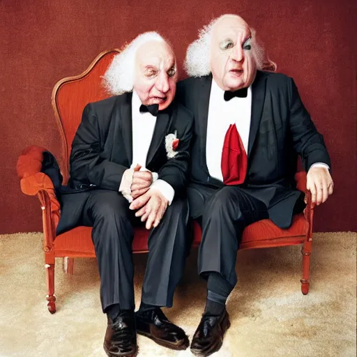 Image similar to a real life Statler and Waldorf, highly detailed, by Martin Schoeller