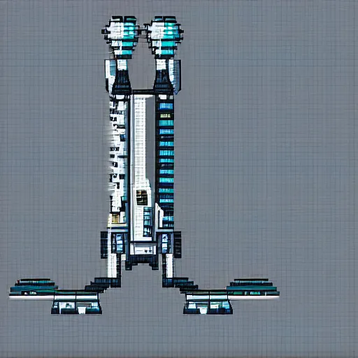 Image similar to close up of spaceship landing at a space port in london, pixel art,