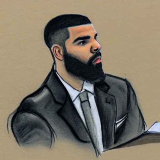 Image similar to courtroom sketch of drake