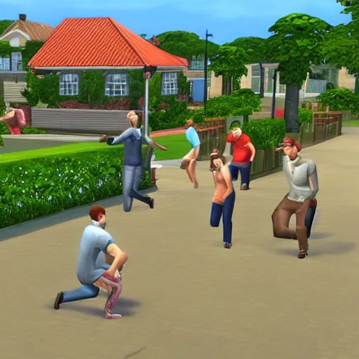 Prompt: earthquake in the sims 2