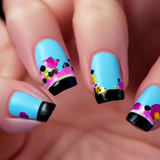 Image similar to retrofuturistic nail art