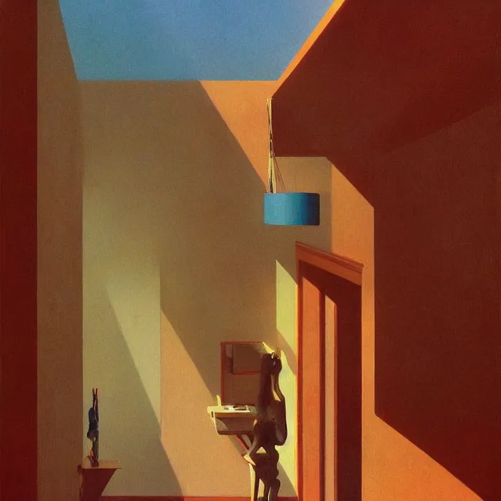 Image similar to waking up in the morning and the sun is shining through the window, science fiction, Edward Hopper and James Gilleard, Zdzislaw Beksinski, highly detailed