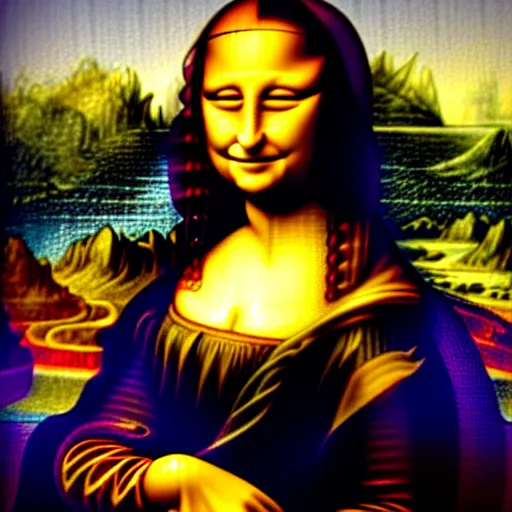 Image similar to mona lisa by lisa frank and jim lee