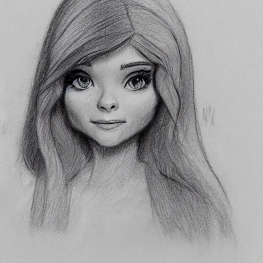 Image similar to milt kahl pencil sketch of chloe grace moretz in disney snow white