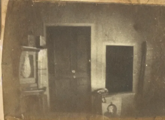 Image similar to an old worn photo of paranormal evidence, horror photography, terror