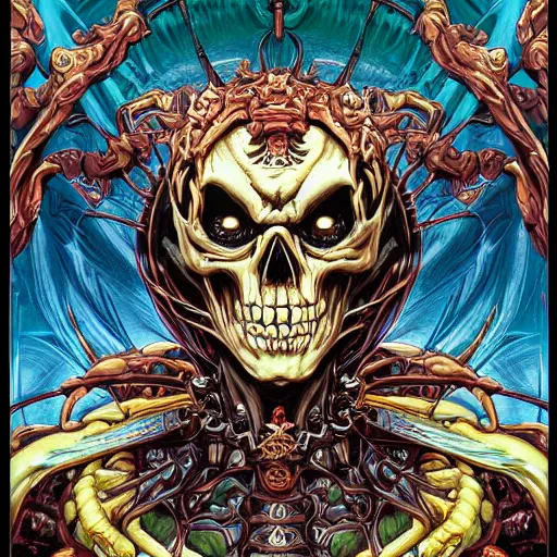 Image similar to portrait of crazy skeletor, symmetrical, by yoichi hatakenaka, masamune shirow, josan gonzales and dan mumford, ayami kojima, takato yamamoto, barclay shaw, karol bak, yukito kishiro