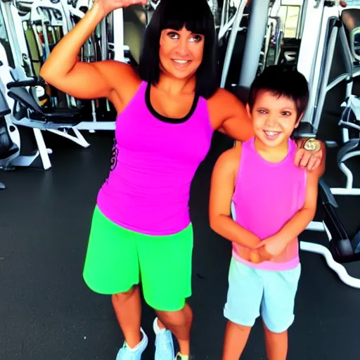 Prompt: dora the explorer goes to the gym