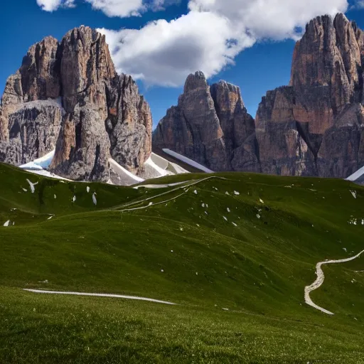 Prompt: the dolomites mountains