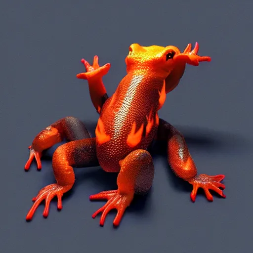 Image similar to cute salamander, fire on back, pet, mythical creature, digital art, raytraced, octane engine, high quality