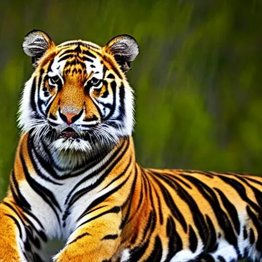 Image similar to award winning photo of a spotted tiger in nature