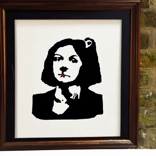 Image similar to individual furry liz truss silk screen portrait banksy style