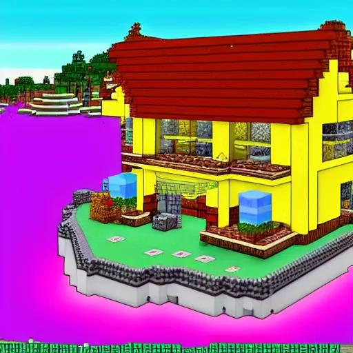 Prompt: The Simpsons in Minecraft