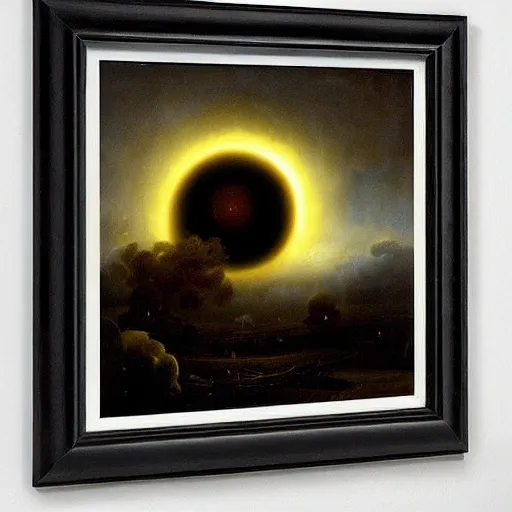 Image similar to by jacob van ruisdael funereal. a beautiful land art of a black hole consuming a star.