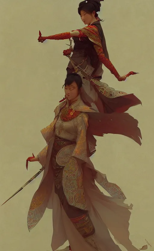 Prompt: personification of china, highly detailed, digital painting, artstation, concept art, sharp focus, illustration, art by greg rutkowski and alphonse mucha