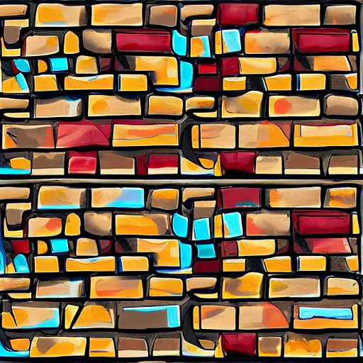 Prompt: cartoon bricks texture hand painted, symmetrym, digital art