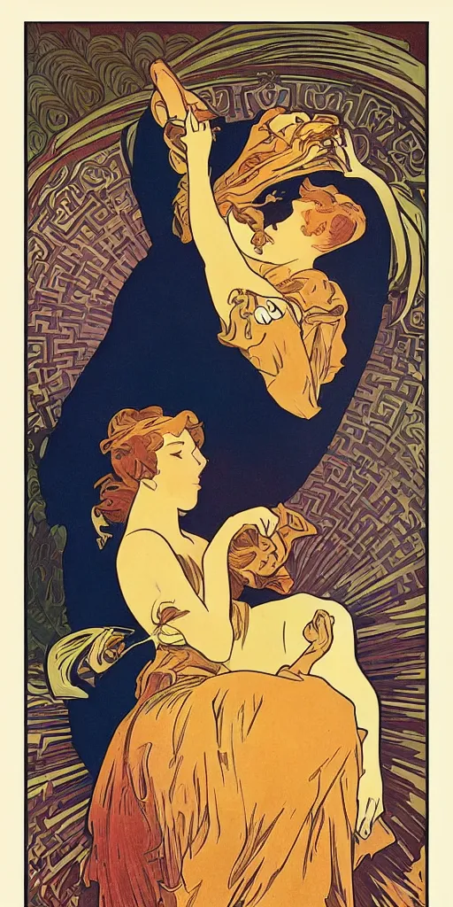 Image similar to Garfield poster style by designer Maurice Pillard-Verneuil, alphonse mucha, maxfield parrish