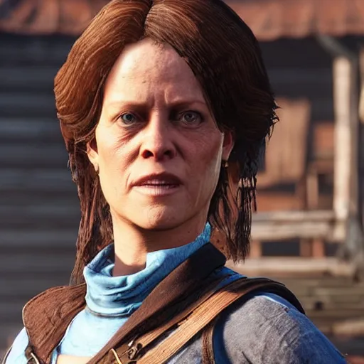 Prompt: sigourney weaver as sadie adler in the playstation 4 game red dead redemption 2, detailed screenshot