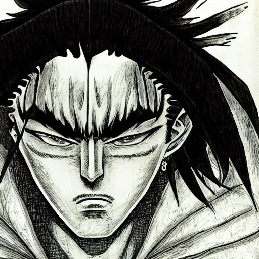 Prompt: a portrait of man by kentaro miura