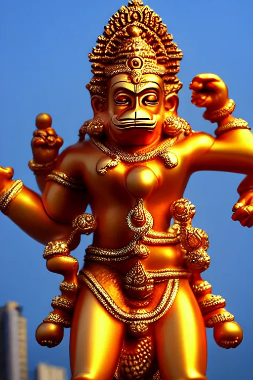 Prompt: high quality 3 d baroque biomorphic hanuman! buildings in mumbai!!, highly detailed, cinematic smooth, berenice abbott & john j. park, dramatic morning light, wide shot, high angle, uhd 8 k, sharp focus