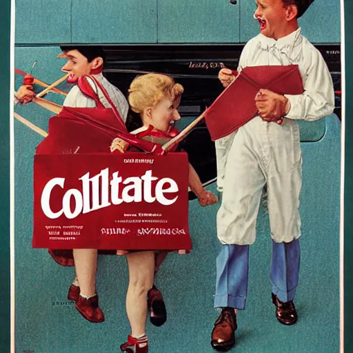 Image similar to highly detailed colgate poster by norman rockwell sharp 4K