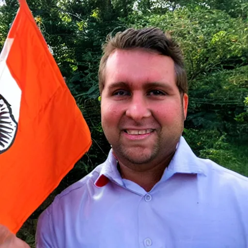 Image similar to Chad in front of Indian Flag