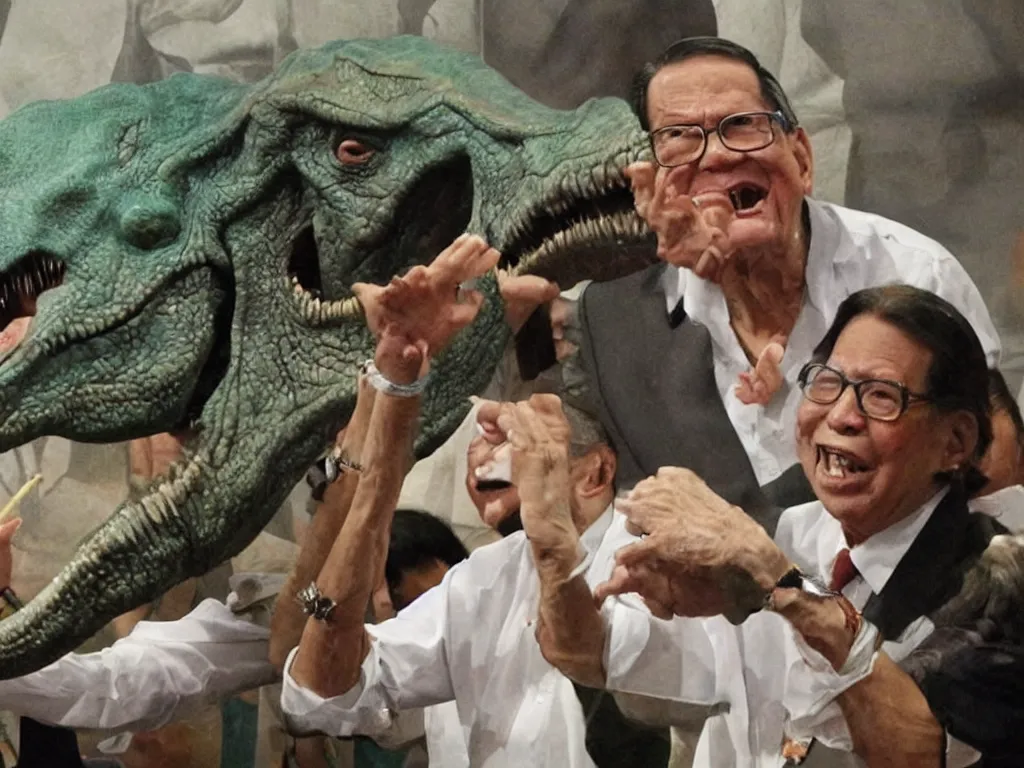 Image similar to Juan Ponce Enrile eating a dinosaur