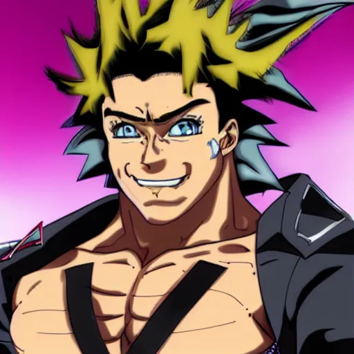 Prompt: Billy Herrington in JoJo's bizarre adventure anime style