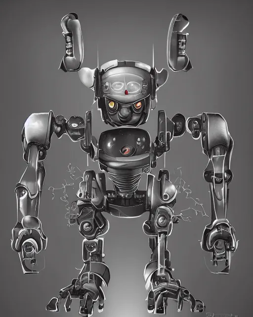 Image similar to award winning detailed digital painting of an evil robot, concept art