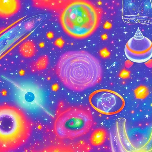 Prompt: Liminal space in outer space by Lisa Frank