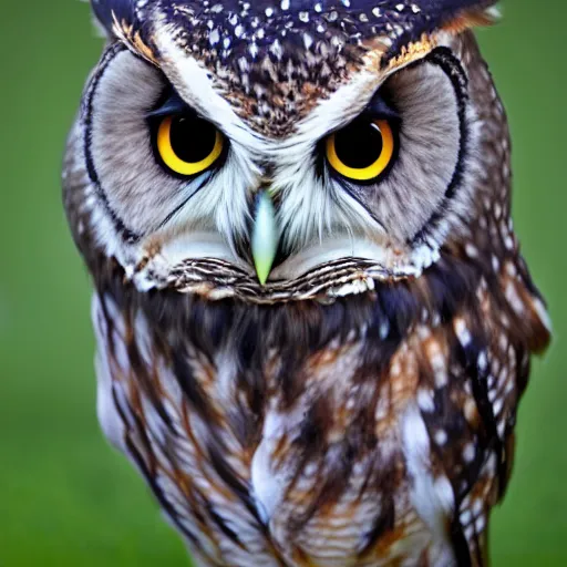 Image similar to extremely detailed cartoon owl looking directly into camera