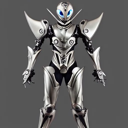 Image similar to Biomechanical Kamen Rider, glowing eyes, daytime, grey rubber undersuit, Guyver Dark Hero inspired armor