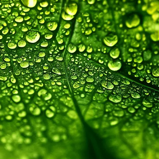 Prompt: a closeup photorealistic photograph of a leave with some water drops fantastic four theme.. bright scene. fine detail. this 4 k hd image is trending on artstation, featured on behance, well - rendered, extra crisp, features intricate detail, epic composition and the style of unreal engine.