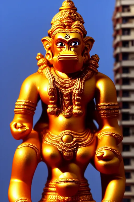 Image similar to high quality 3 d baroque biomorphic hanuman! buildings in mumbai!! centre, highly detailed, cinematic smooth, berenice abbott & john j. park, dramatic morning light, wide shot, high angle, uhd 8 k, sharp focus