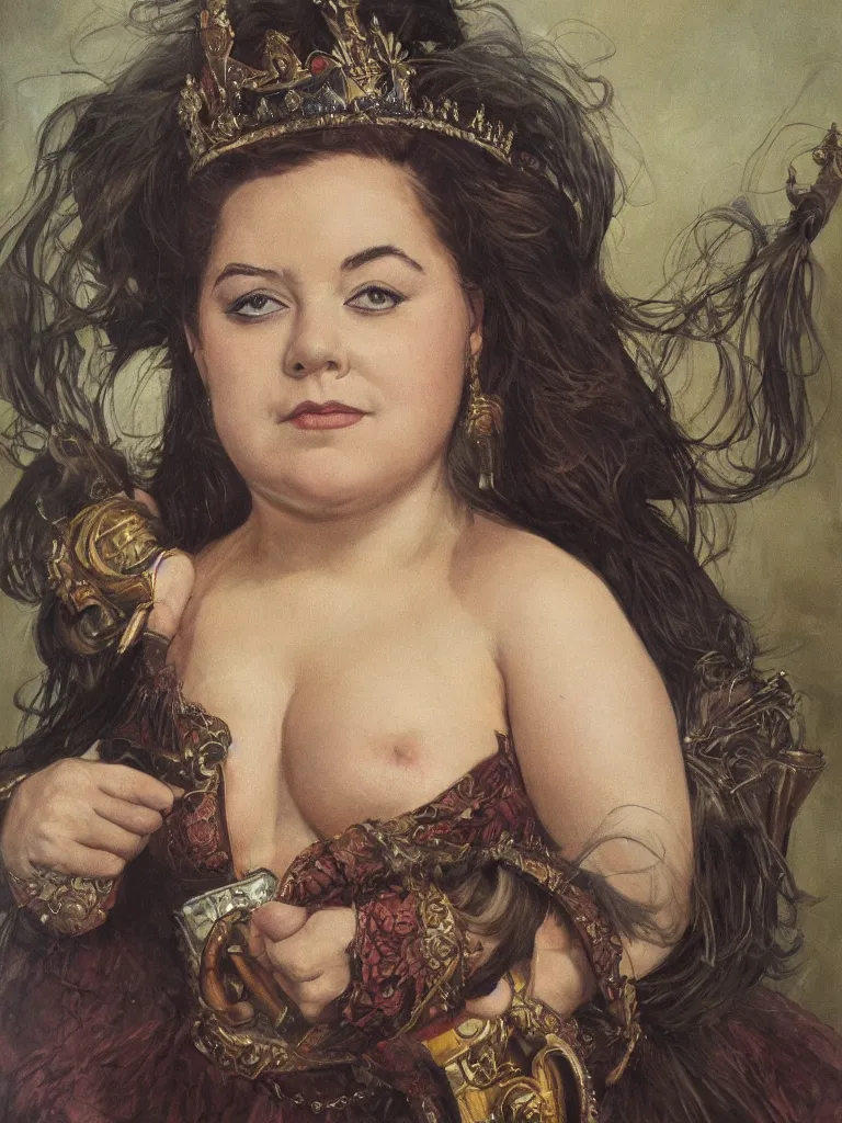 Prompt: detailed portrait of the queen of the dwarves | chubby and elegant | Wayne Reynolds |