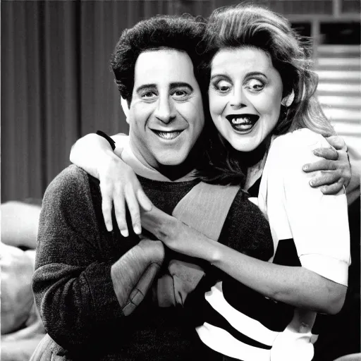 Prompt: seinfeld tv show elaine jerry meets shrek black and white 1 0 2 4 x 1 0 2 4