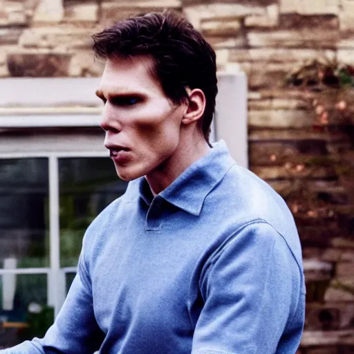 Image similar to Live Action Still of Jerma in Rudy (film), real life, hyperrealistic, ultra realistic, realistic, highly detailed, epic, HD quality, 8k resolution, body and headshot, film still