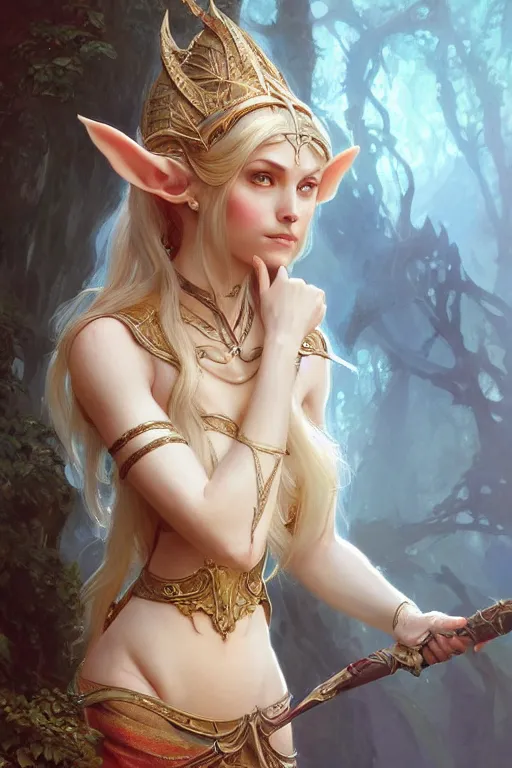 Prompt: beautiful elven princess, accurate anatomy, only two hands, highly detailed, digital painting, artstation, concept art, smooth, sharp focus, illustration, oil painting, 8K, art by ross tran and greg rutkowski and alphonse Mucha