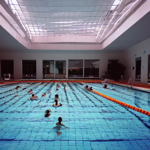 Image similar to Beautiful 2000s phone-camera , soft liminal Photograph inside a public-pool