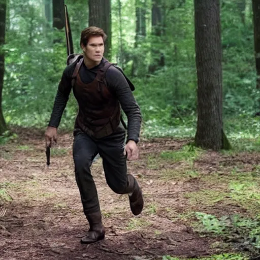 Image similar to Live Action Still of Jerma in The Hunger Games, real life, hyperrealistic, ultra realistic, realistic, highly detailed, epic, HD quality, 8k resolution, body and headshot, film still