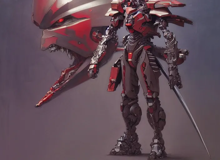 Image similar to character design game art digital 2 d man samurai evangelion cyborg armor by gaston bussiere, anna nikonova aka newmilky, greg rutkowski, yoji shinkawa, yoshitaka amano, tsutomu nihei, riccardo federici, moebius, donato giancola, trending on artstation, featured on pixiv