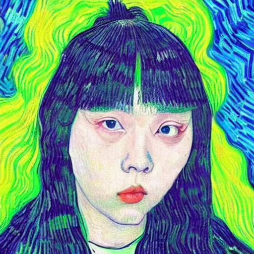 Image similar to korean billie eilish by vincent van gogh