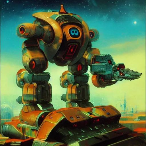 Image similar to a large anthropomorphic hamster shaped mecha by paul lehr and moebius