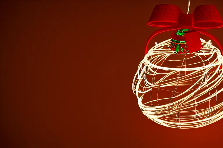 Image similar to a detailed concept art of a jingle bell made from wire and lights, trending on artstation, digital art, 4 k, intricate, octane render, sharp focus